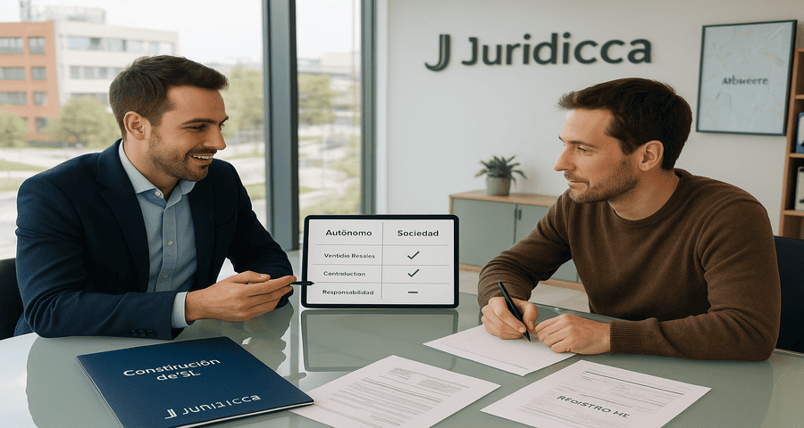 Asesoría Juridicca analiza ventajas de ser autónomo o sociedad en Albacete Autónomo en Albacete revisa con asesor de Juridicca si le conviene constituir una sociedad limitada en el Parque Científico y Tecnológico